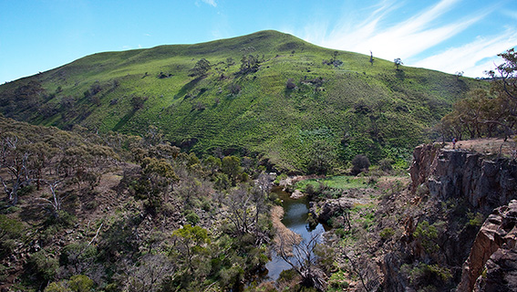 The Island, overlooking Junction Pool. Werribee Gorge State Park.